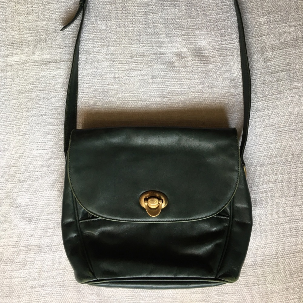 Tumi Forest Green Leather Satchel Bag